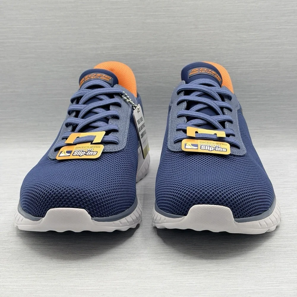 Skechers Slip Ins Men's 10 Sneakers Navy Blue Bobs Breathable Comfort 118311